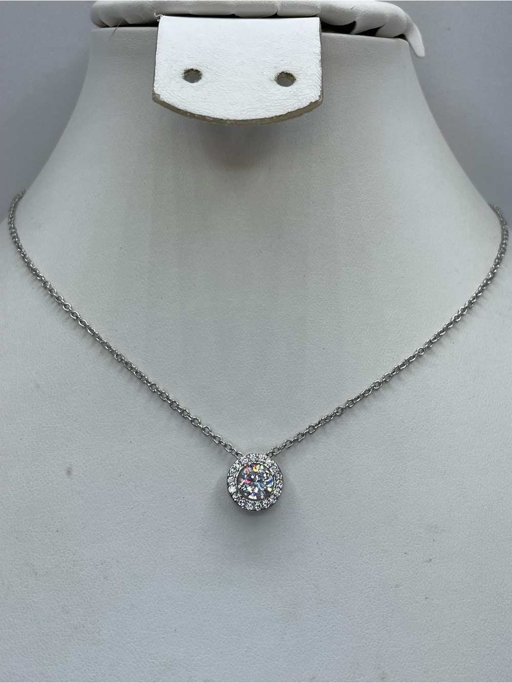 Swarovski Crystal Elements Halo Crystal Pendant Necklace Round Solitaire Style